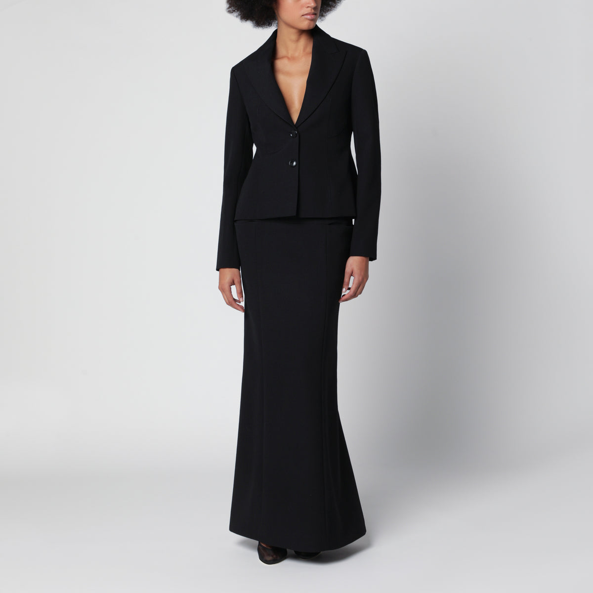 Black single-breasted wool jacket
