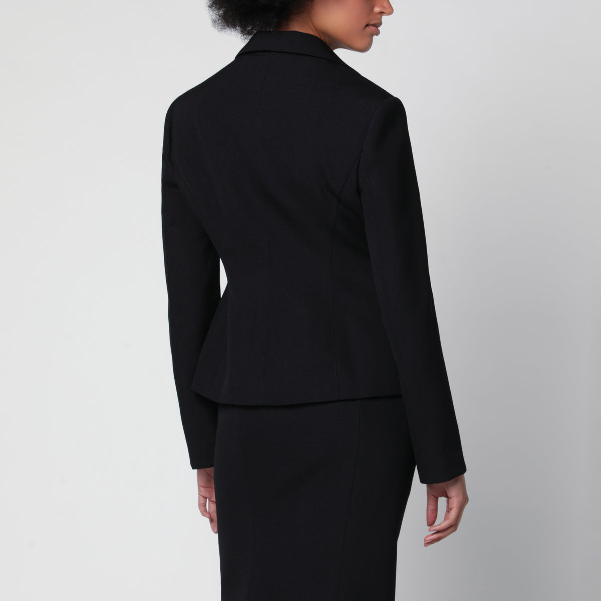 Black single-breasted wool jacket