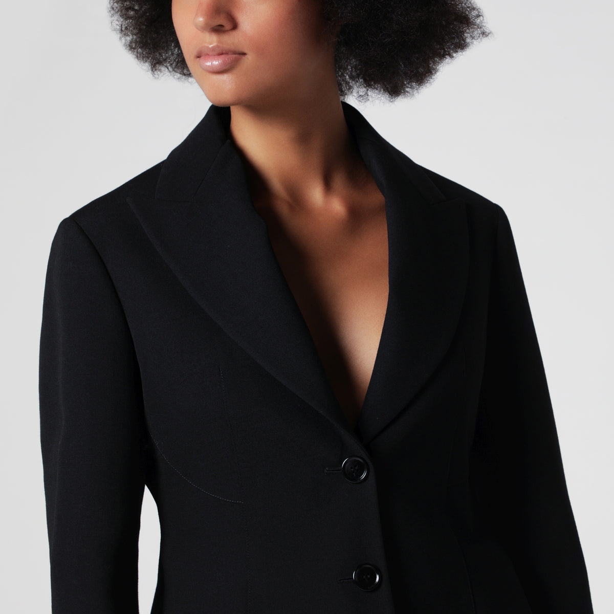 Black single-breasted wool jacket