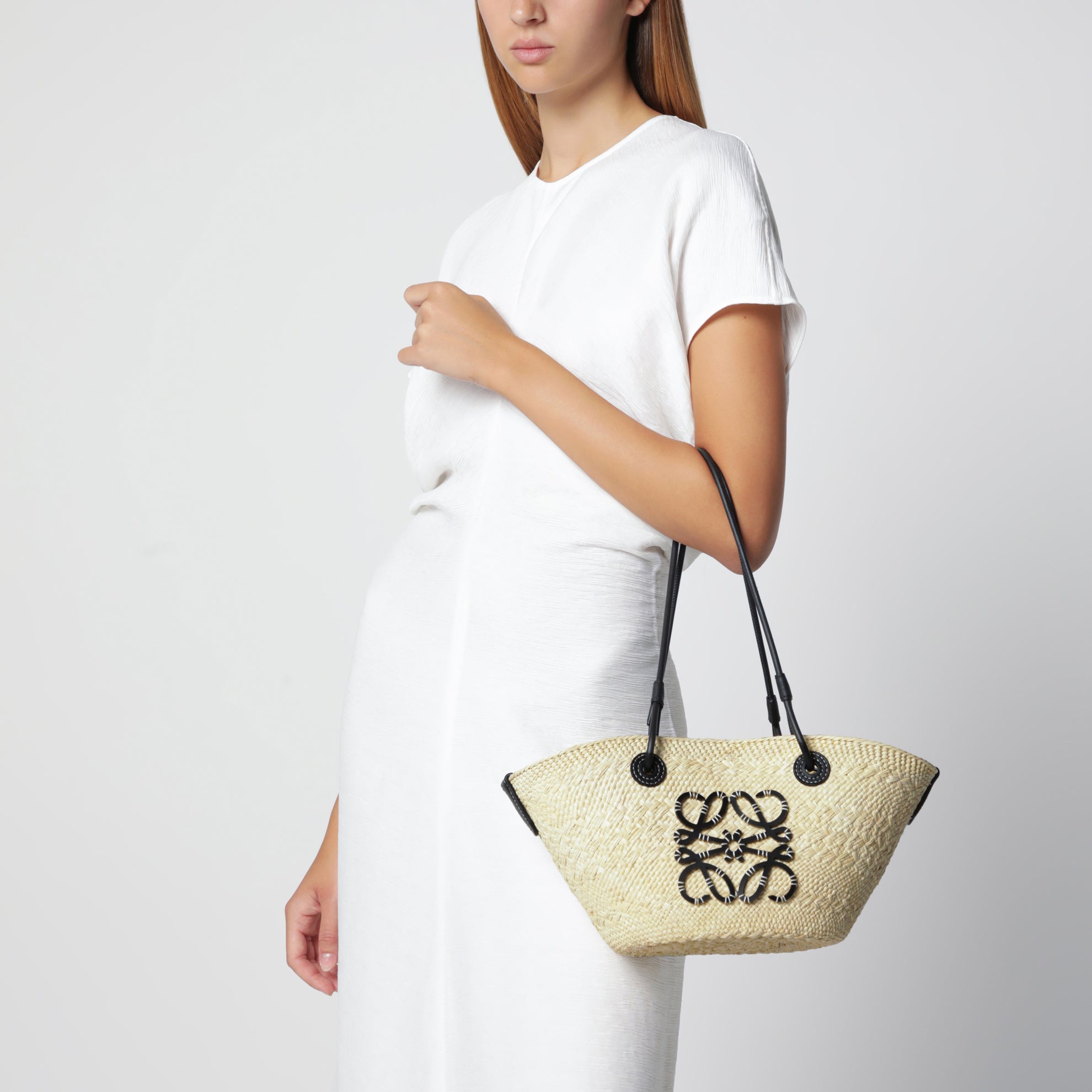 Small Anagram Basket Bag in Natural/Black