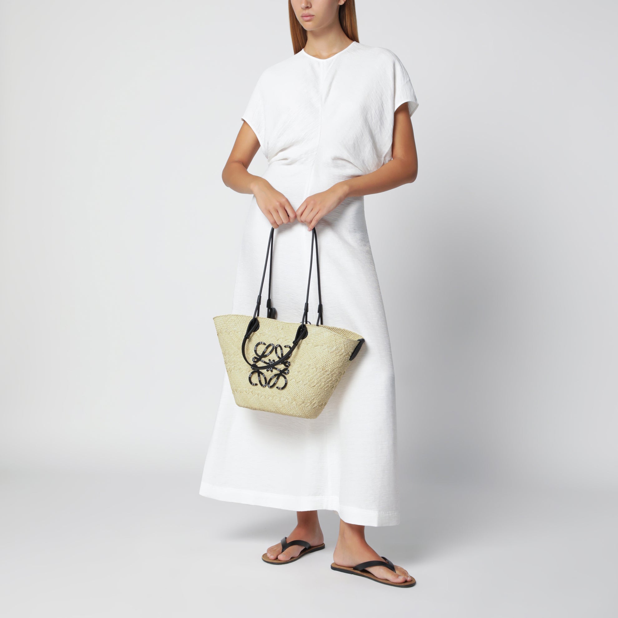 Borsa Anagram Basket media Natural/Black