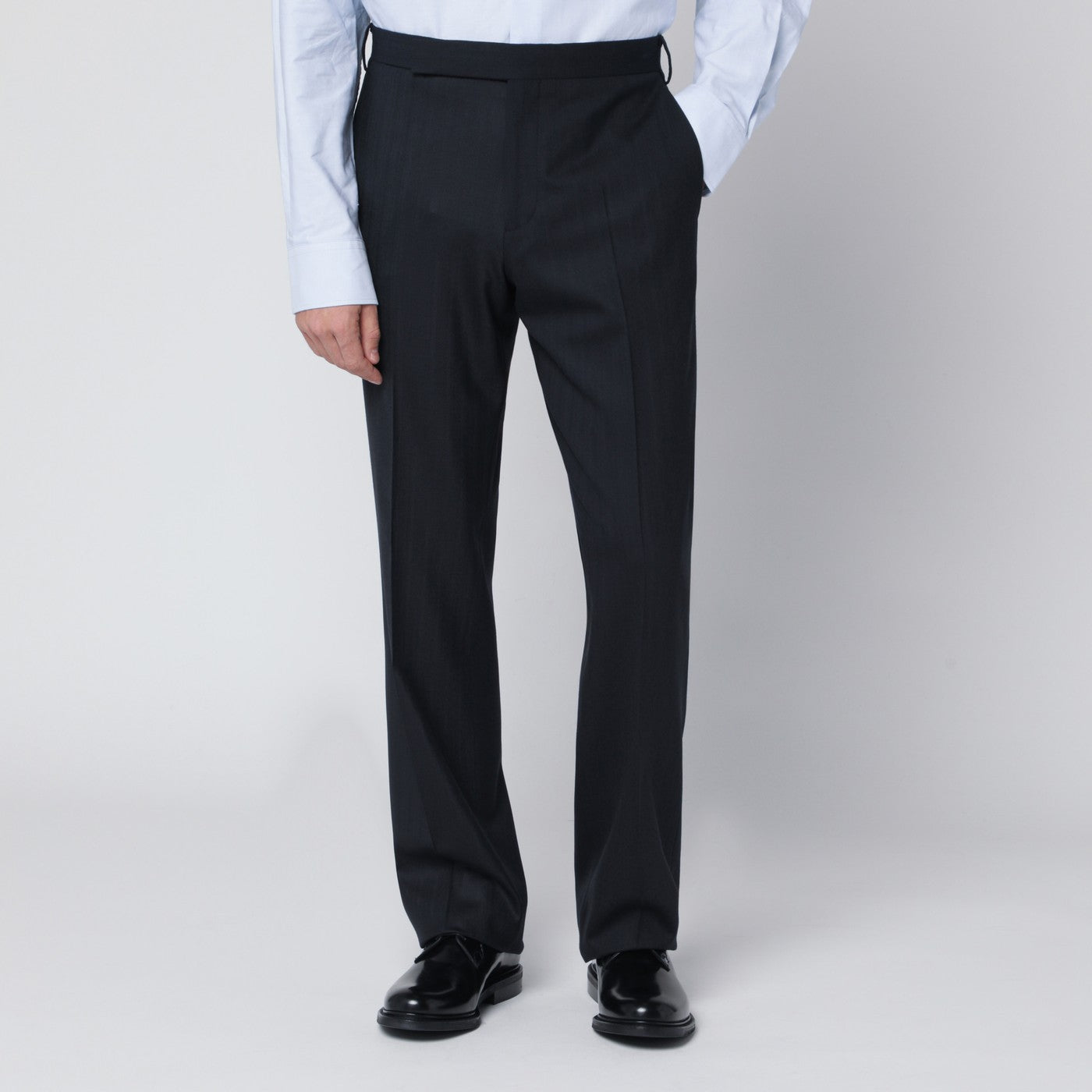 Pantaloni blu in misto lana