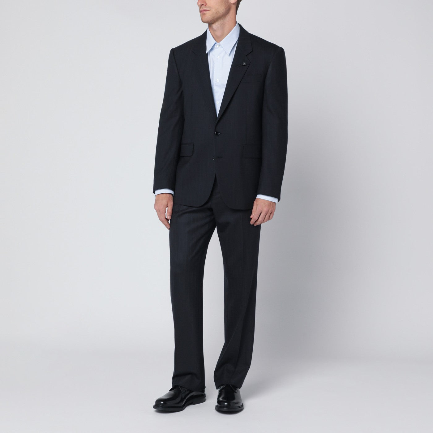 Pantaloni blu in misto lana