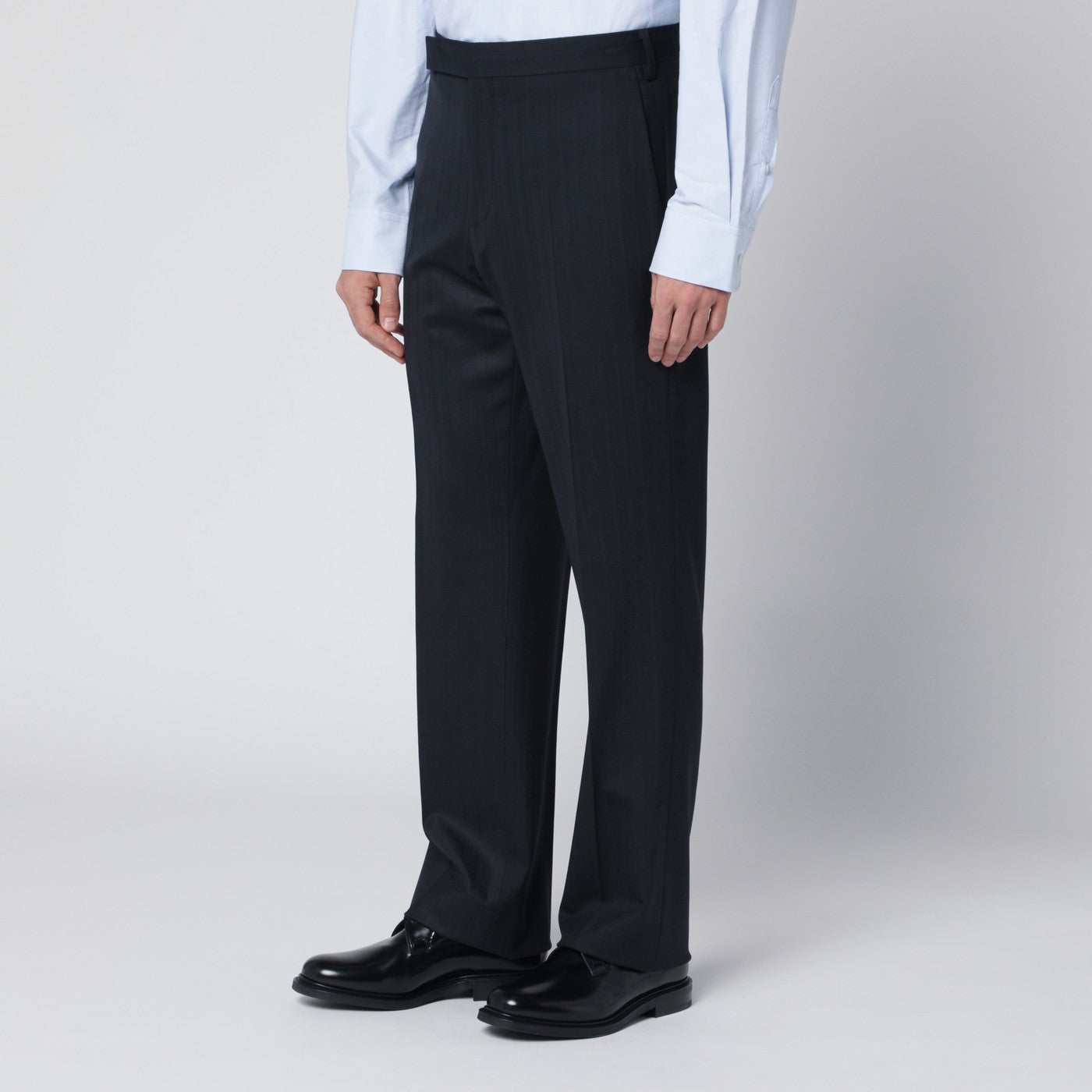 Pantaloni blu in misto lana
