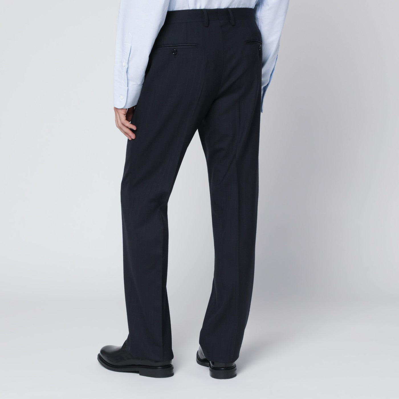 Pantaloni blu in misto lana