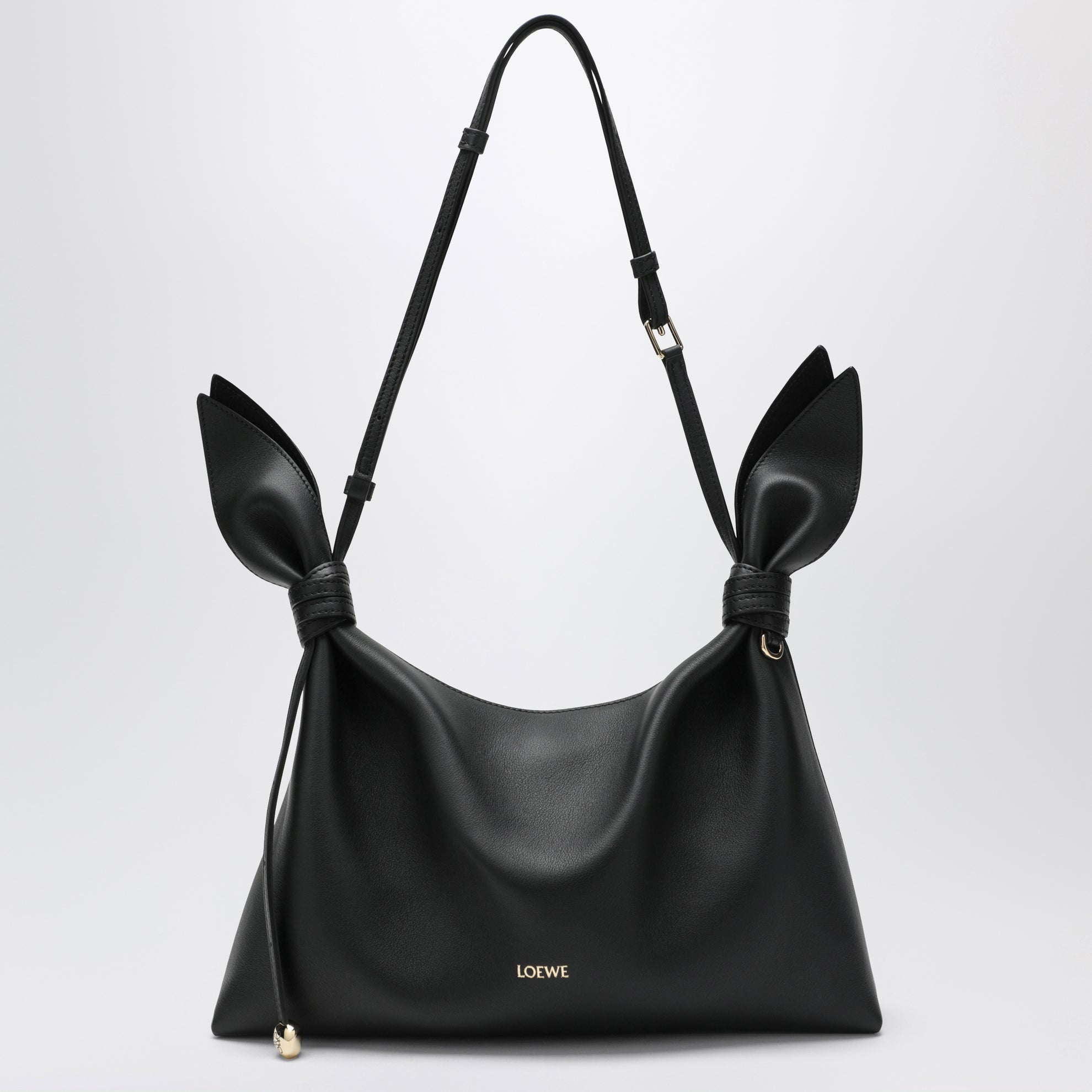 Sac Scarf format moyen en cuir noir