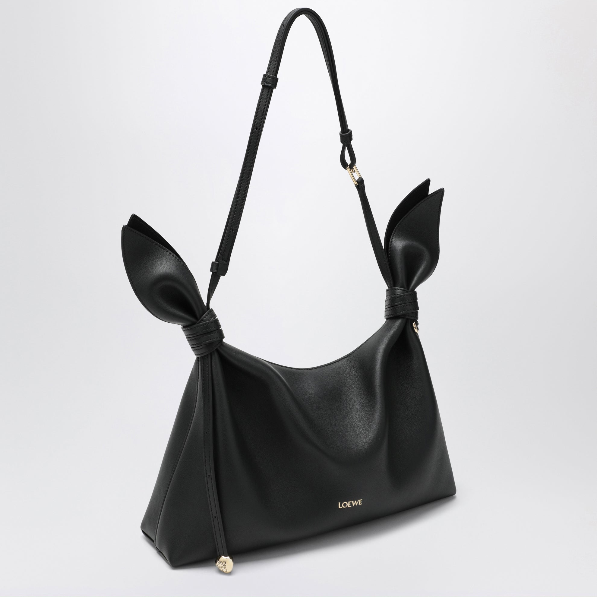 Sac Scarf format moyen en cuir noir