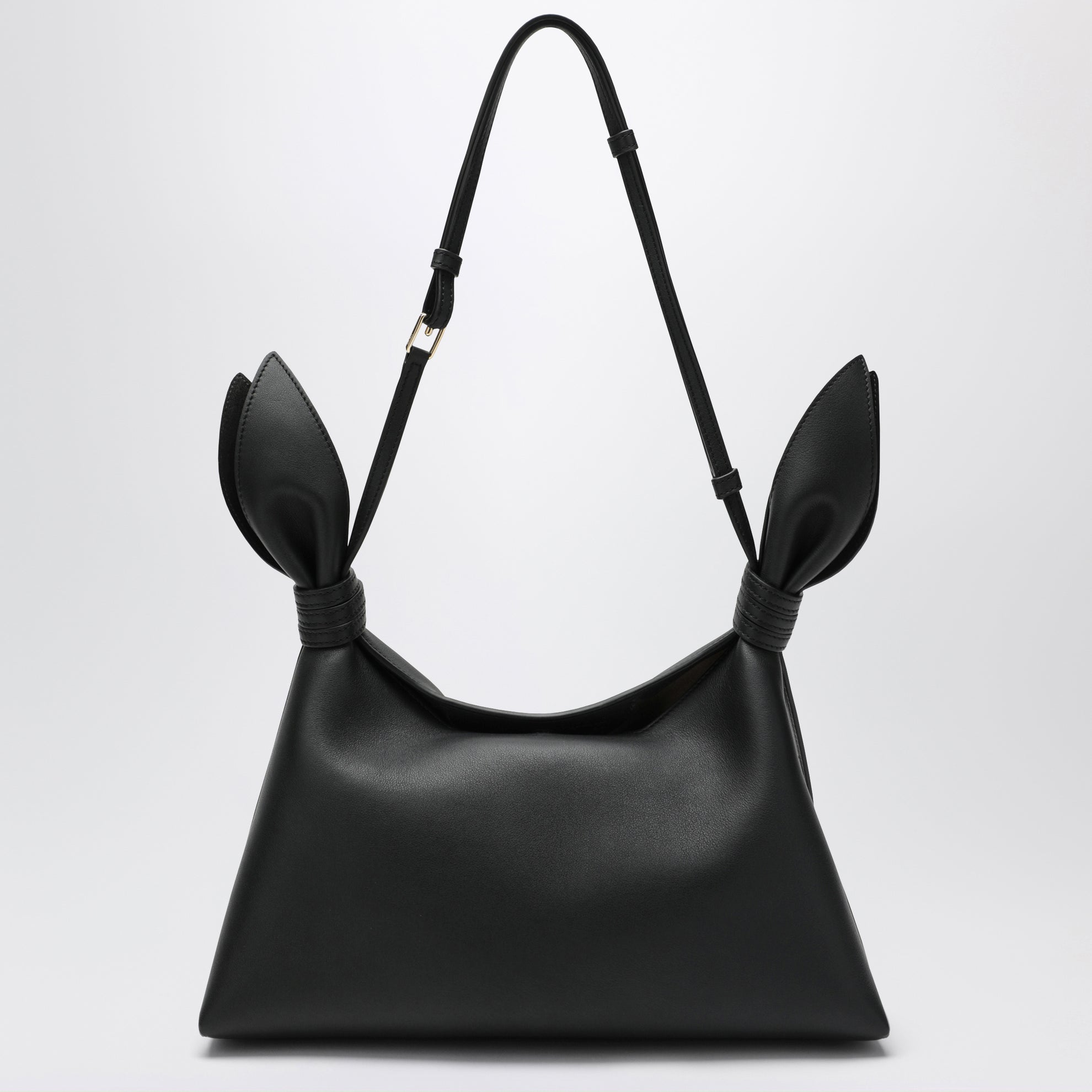 Sac Scarf format moyen en cuir noir