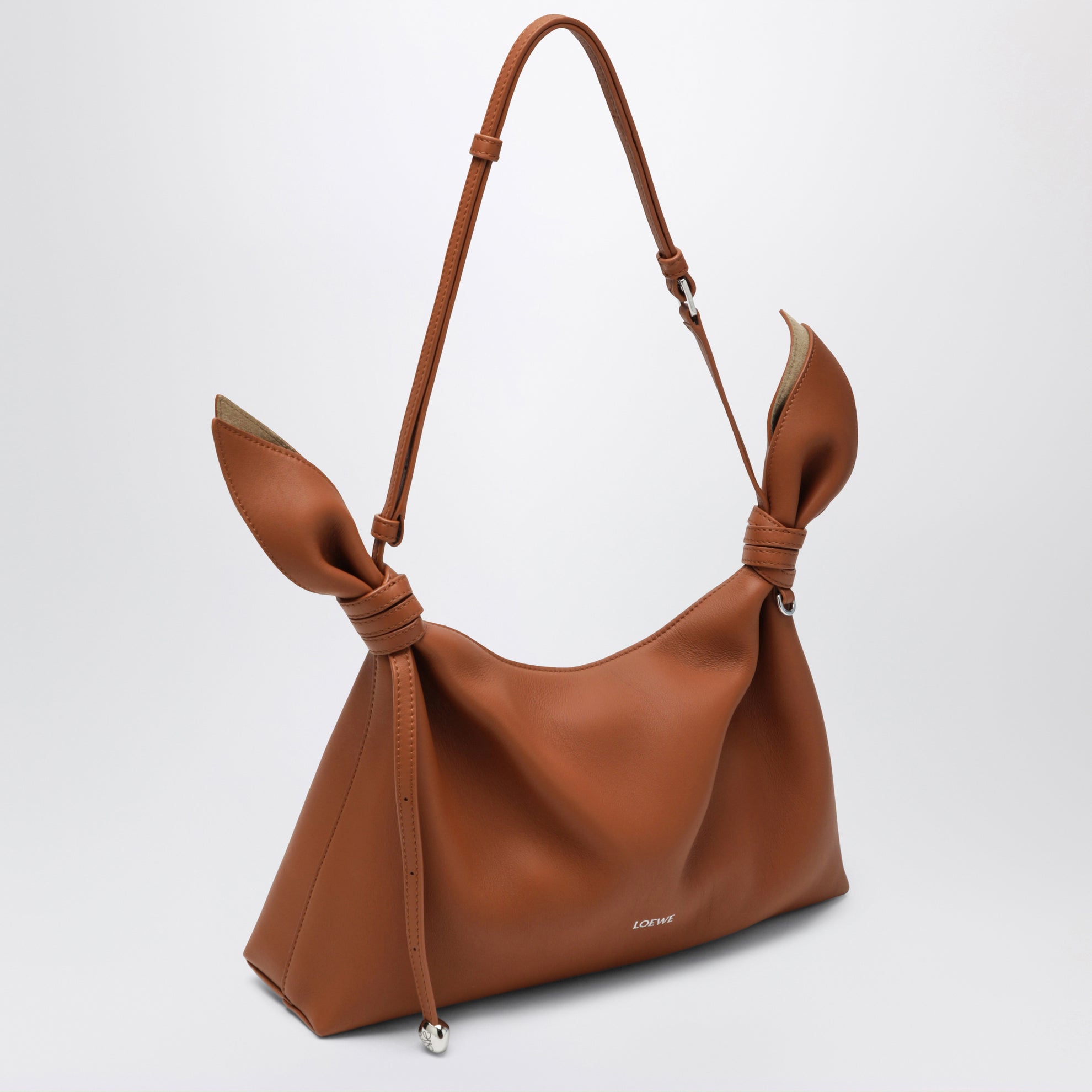 Sac Scarf format moyen en cuir marron clair