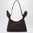 Borsa Scarf media marrone in pelle scamosciata