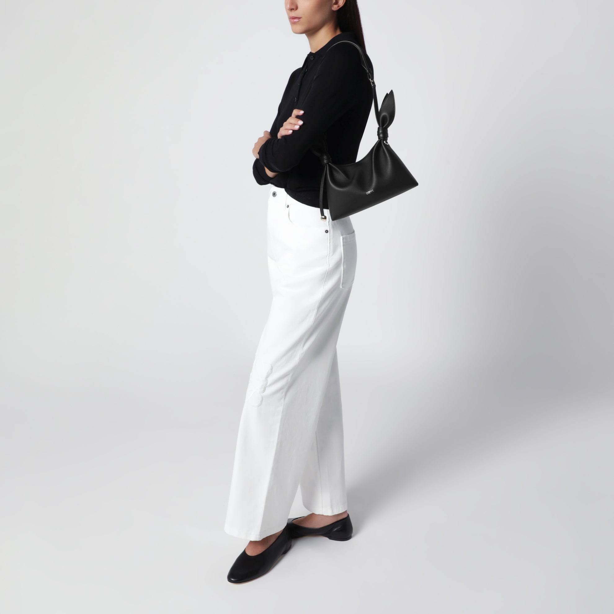 Mini Scarf bag in black smooth calfskin