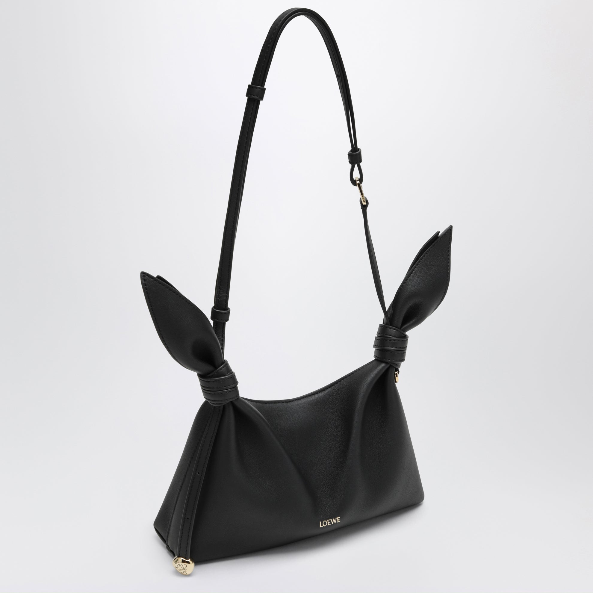 Mini Scarf bag in black smooth calfskin