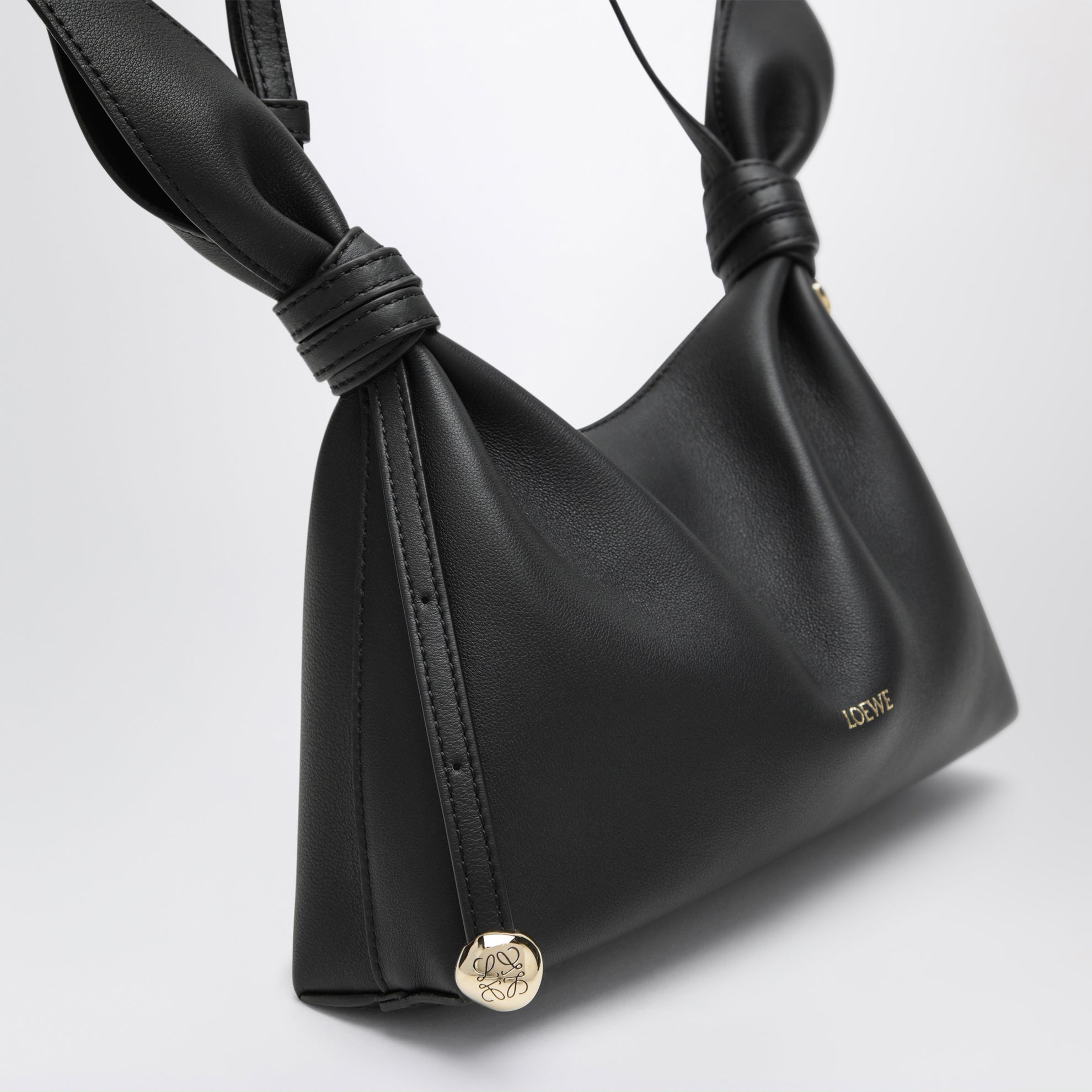 Mini Scarf bag in black smooth calfskin