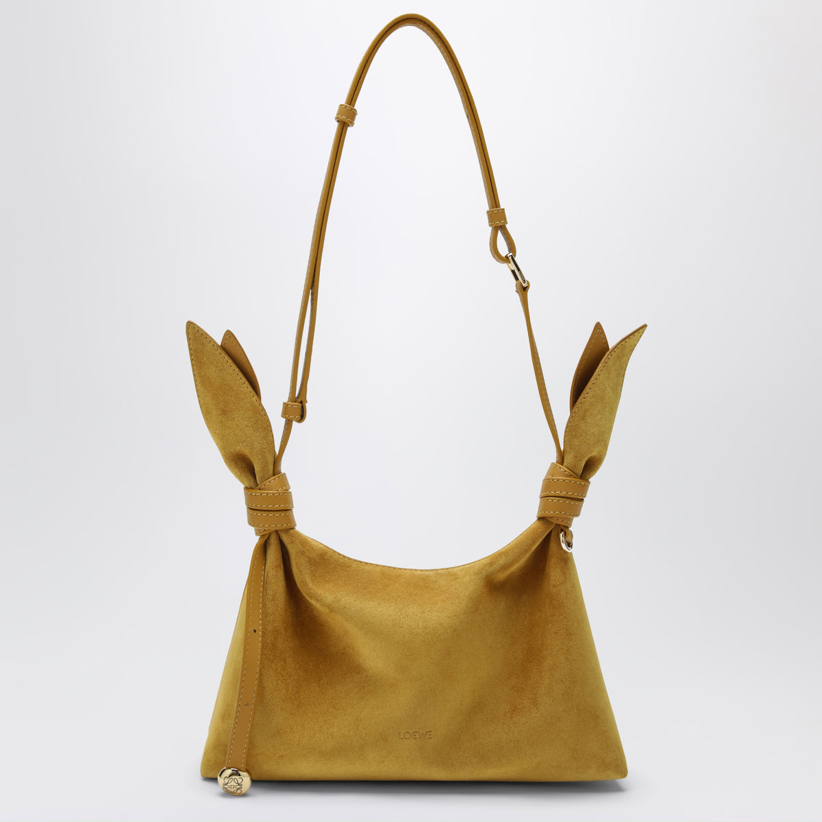 Borsa Scarf mini color ocra in pelle scamosciata