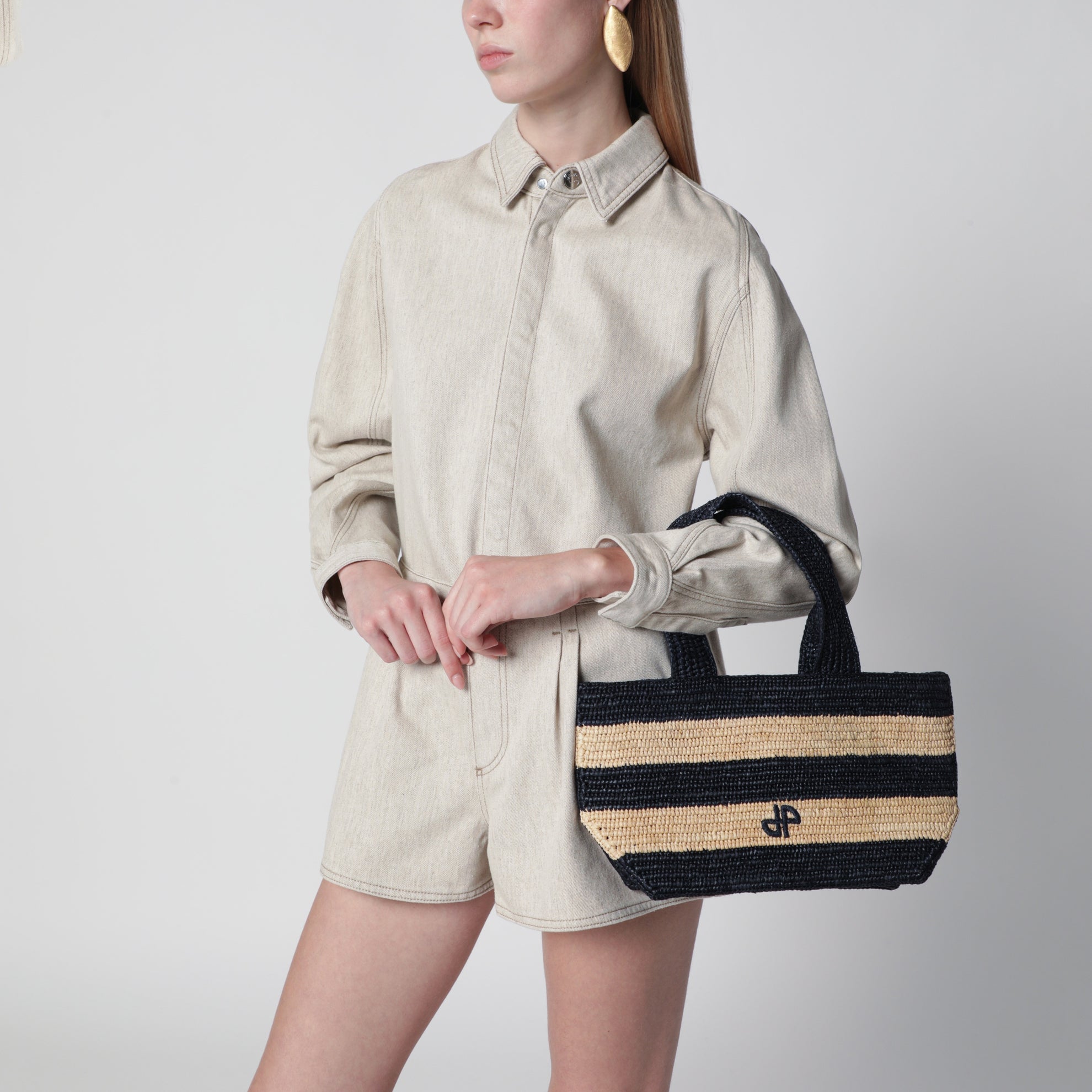 Borsa Shopping a Trapezio PM in rafia