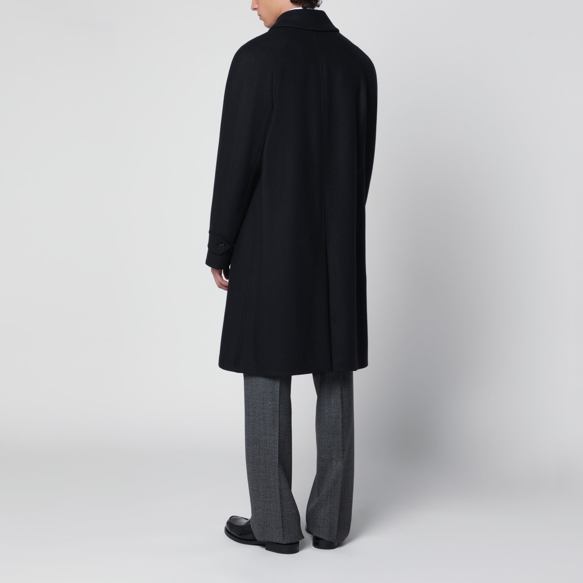 Grey single-breasted coat in wool and cashmere