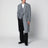 Grey double-breasted coat in wool with herringbone pattern