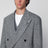 Grey double-breasted coat in wool with herringbone pattern
