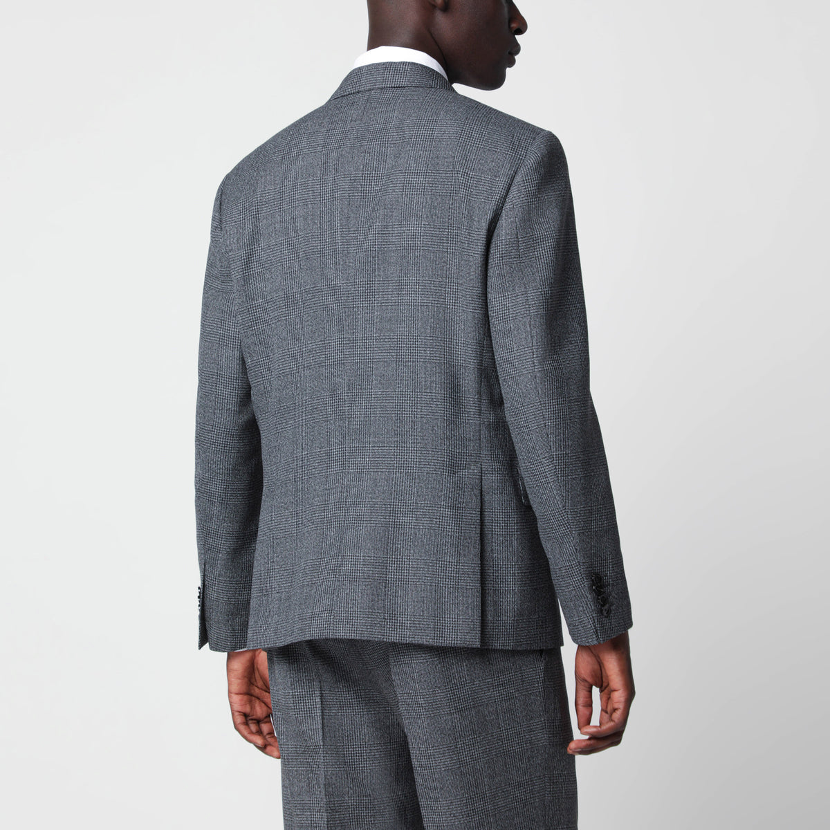 Grey double-breasted Prince of Wales check jacket