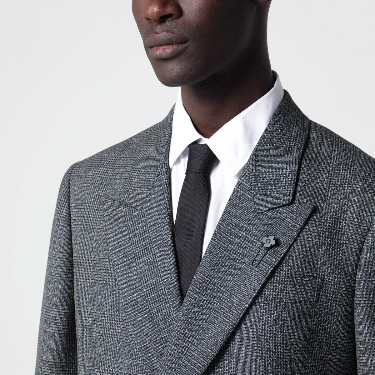 Grey double-breasted Prince of Wales check jacket
