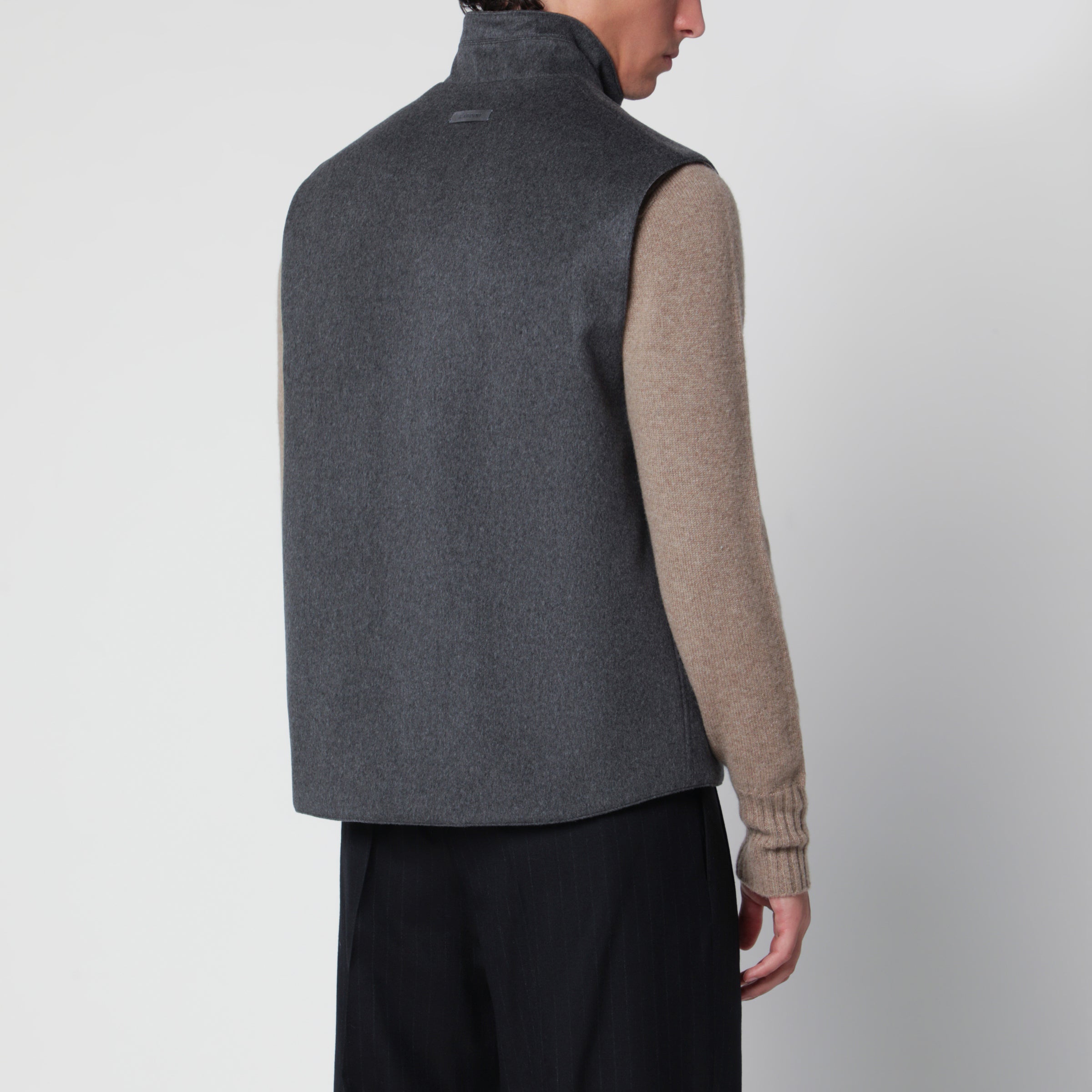 Lardini Grey zip-up vest in wool and cashmere | TheDoubleF