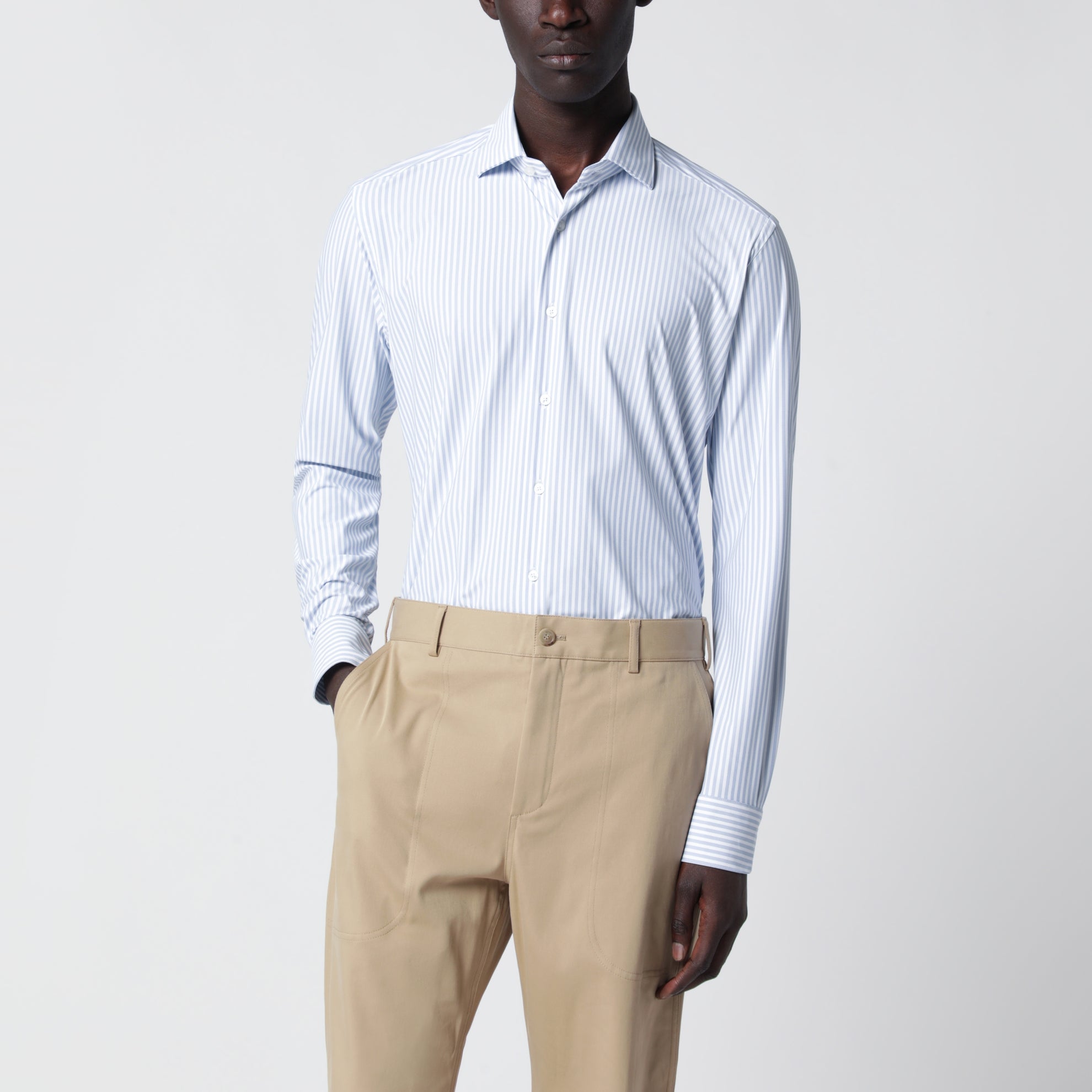 Camicia Active bianca a righe Tailor Fit