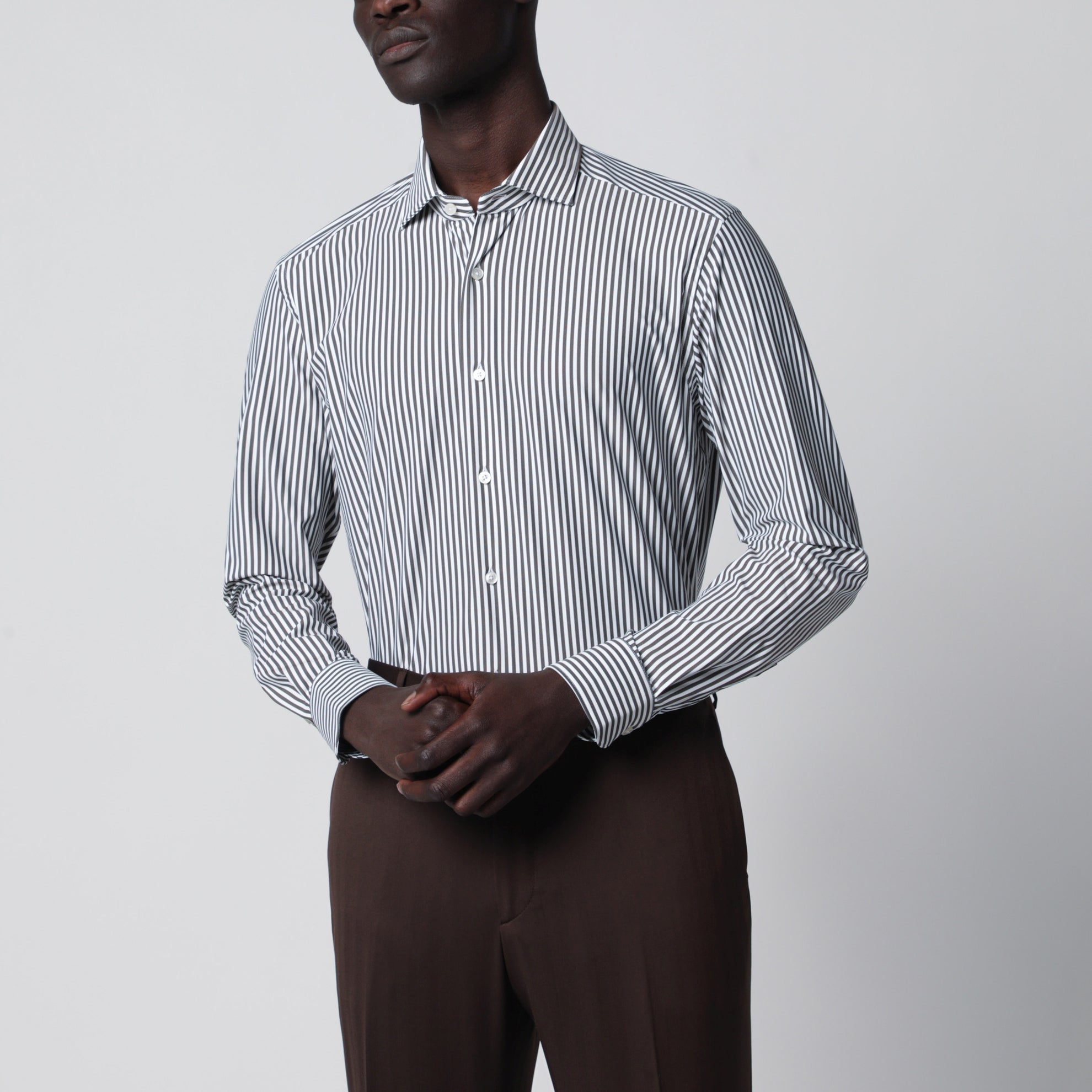 White Active Striped Tailor Fit Shirt