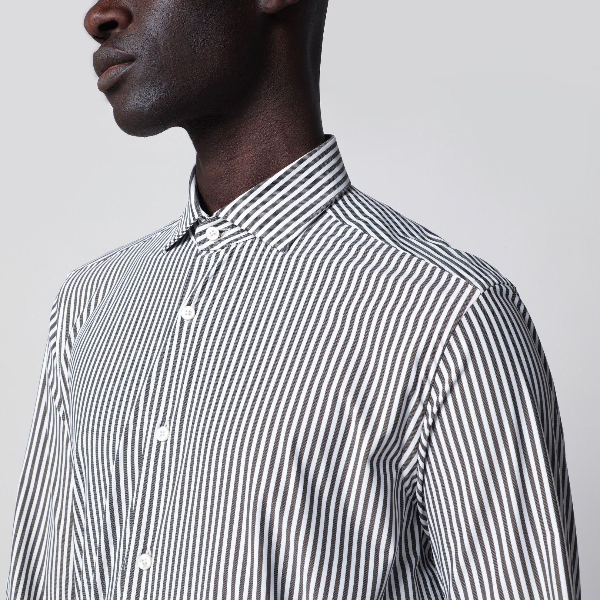 White Active Striped Tailor Fit Shirt
