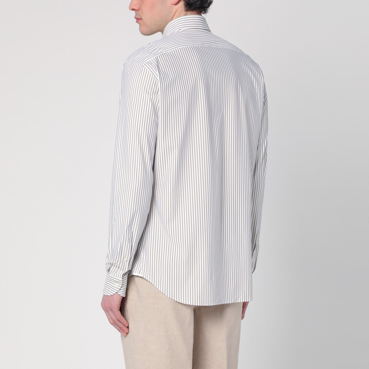 Chemise rayée blanc/beige