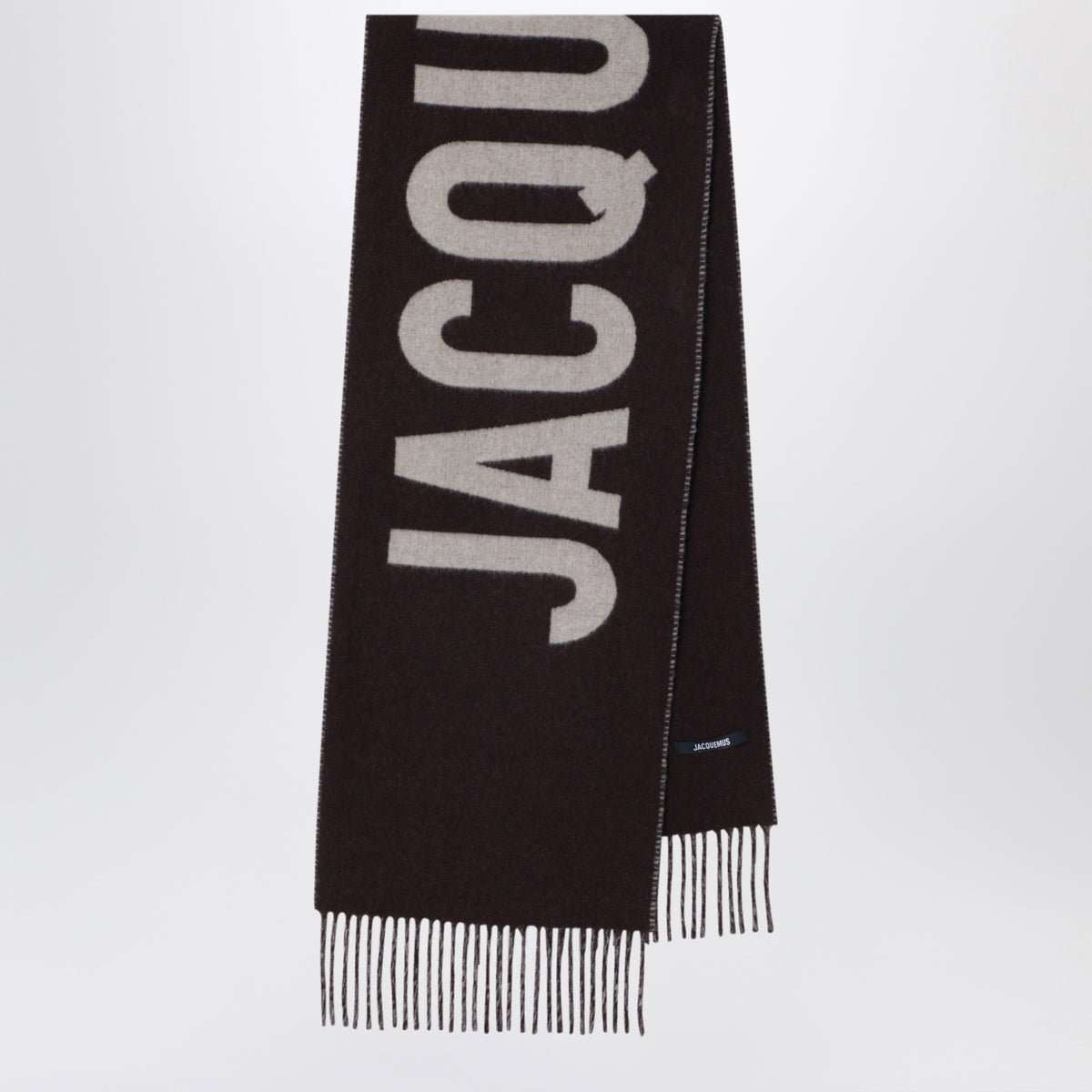 Écharpe marron en laine avec logo
