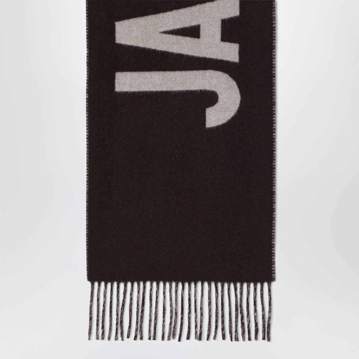Écharpe marron en laine avec logo