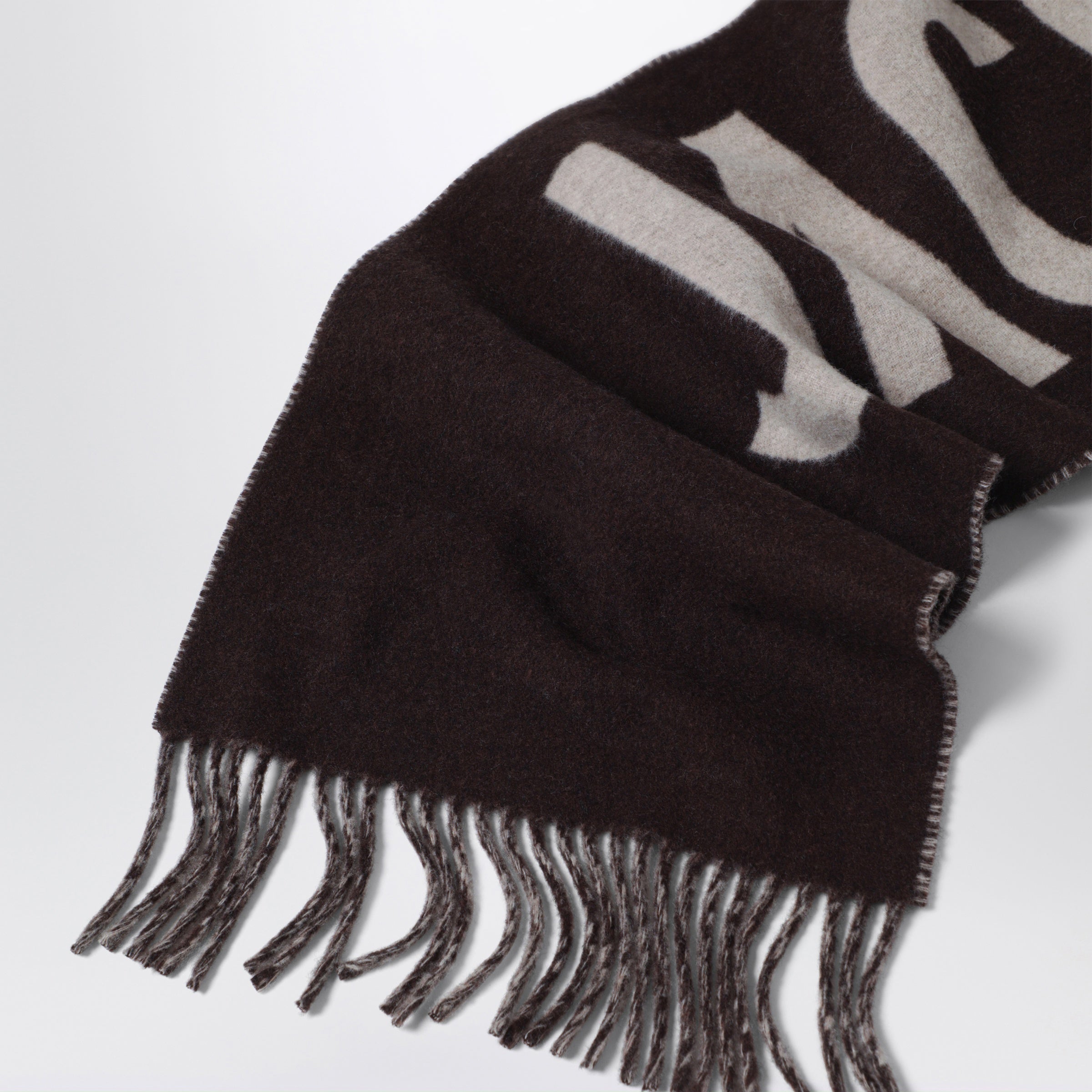 JACQUEMUS Brown wool scarf with logo | TheDoubleF