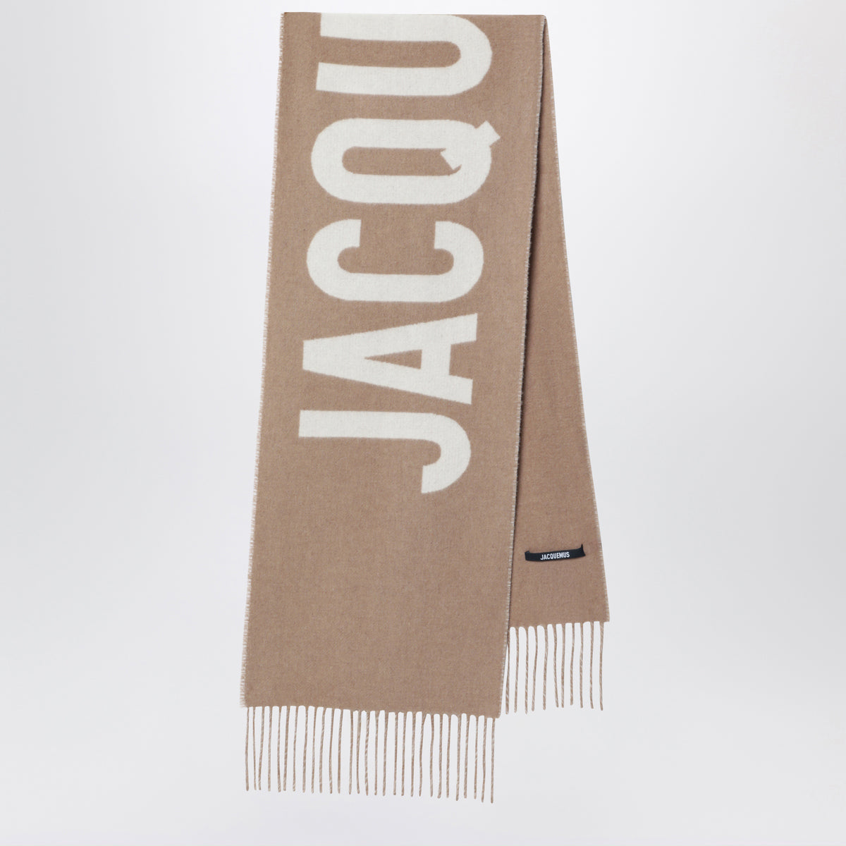 Sciarpa taupe in lana con logo