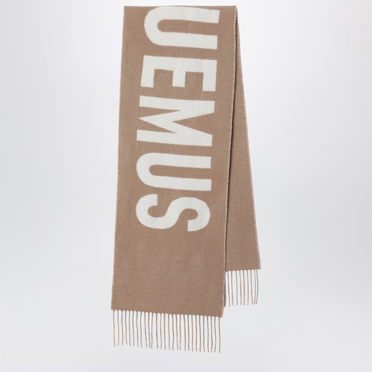 Sciarpa taupe in lana con logo