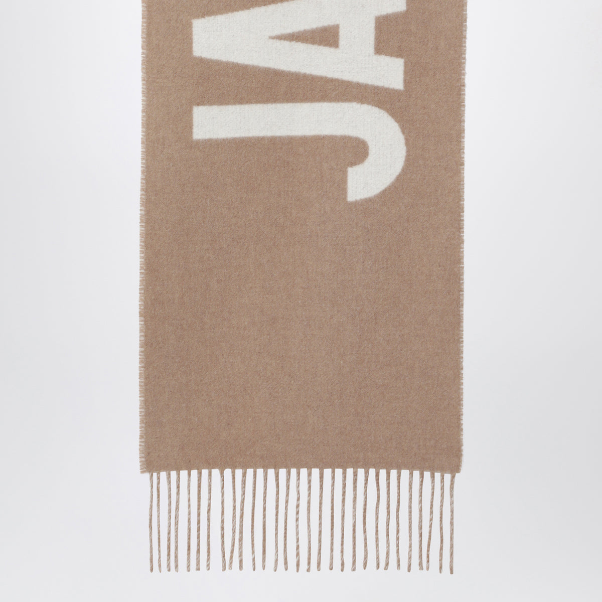 Sciarpa taupe in lana con logo