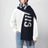 Navy blue wool scarf with logo