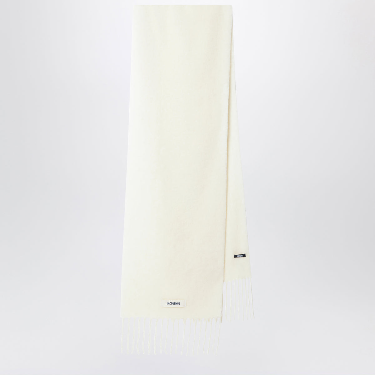 Carro-Schal aus elfenbeinweißem Mohair und Alpaka.