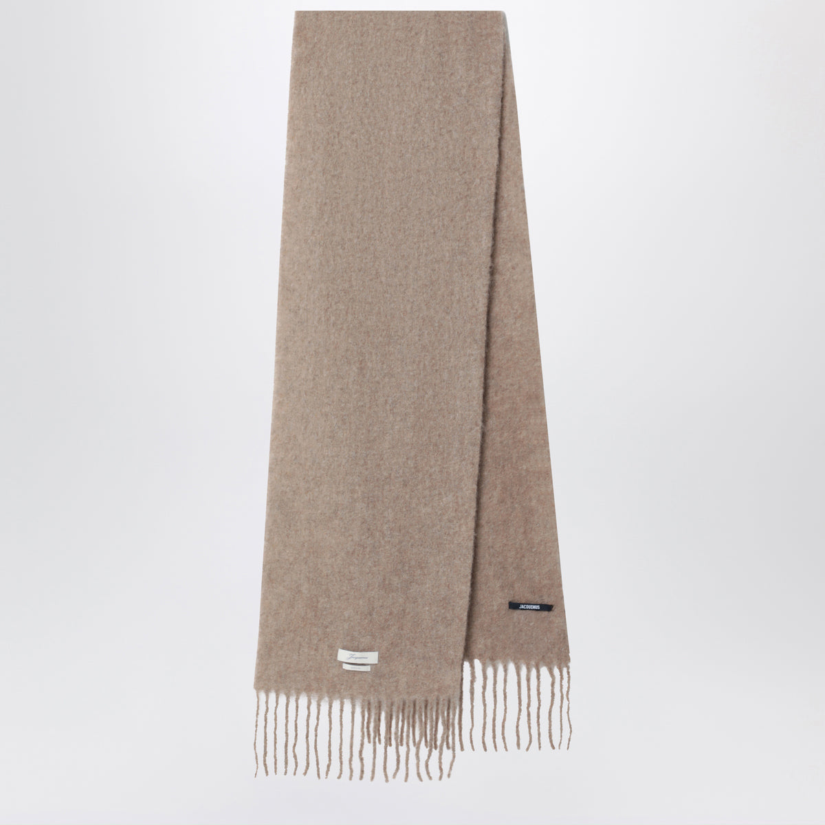Taupefarbener Schal aus Mohair-Alpaka-Mischung