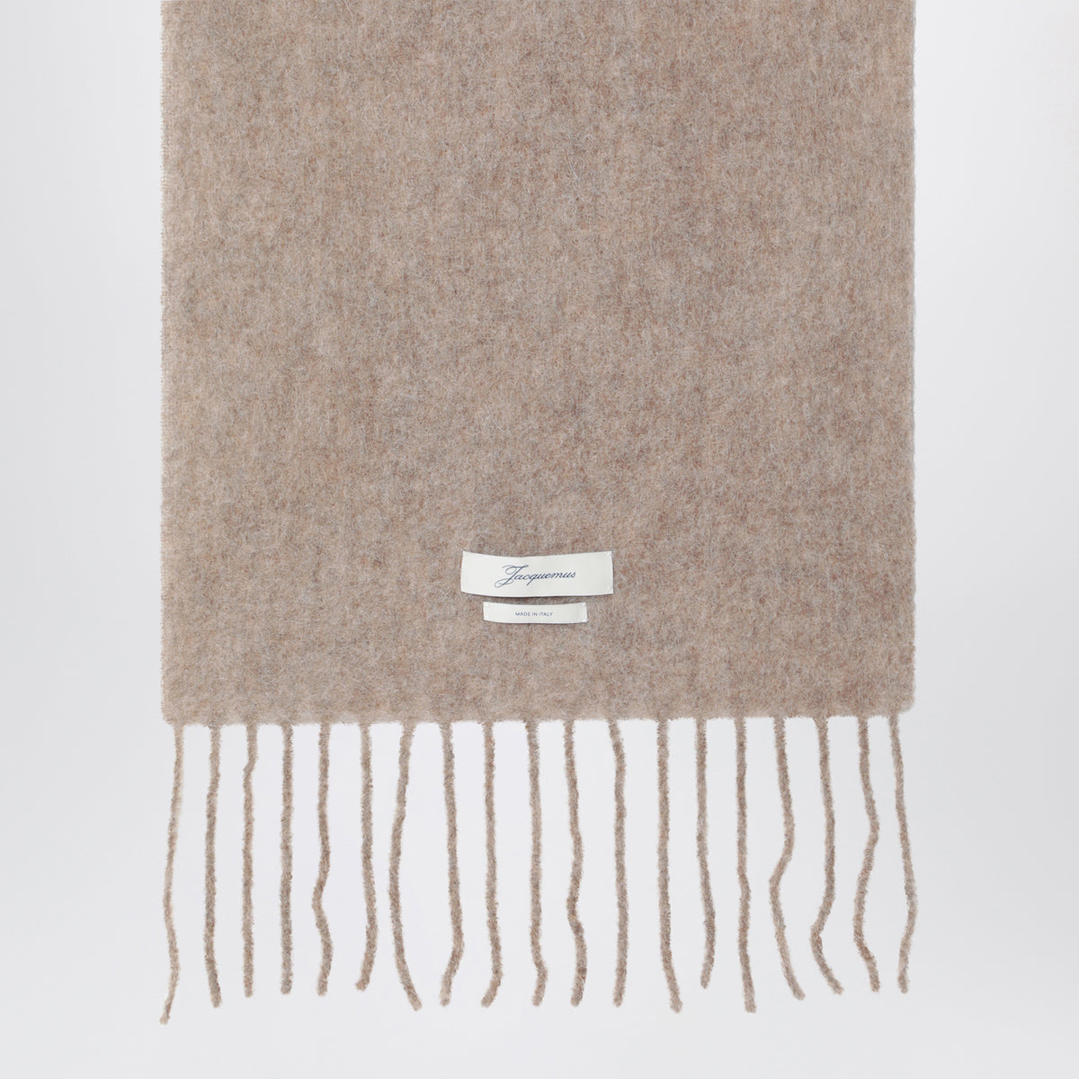 Taupefarbener Schal aus Mohair-Alpaka-Mischung