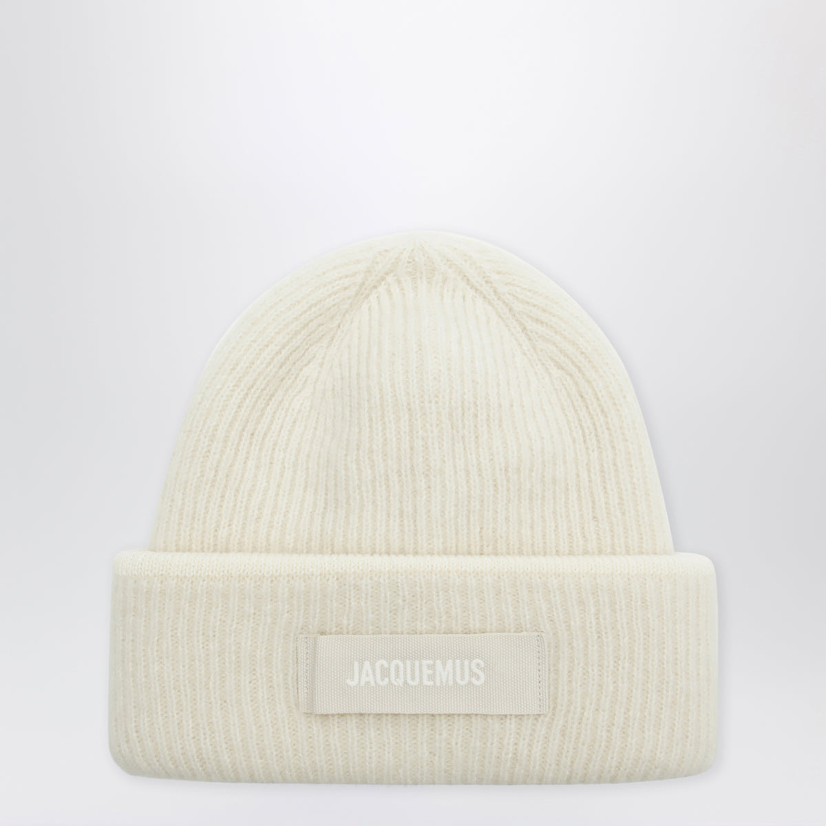 White Gros Grain beanie in alpaca blend