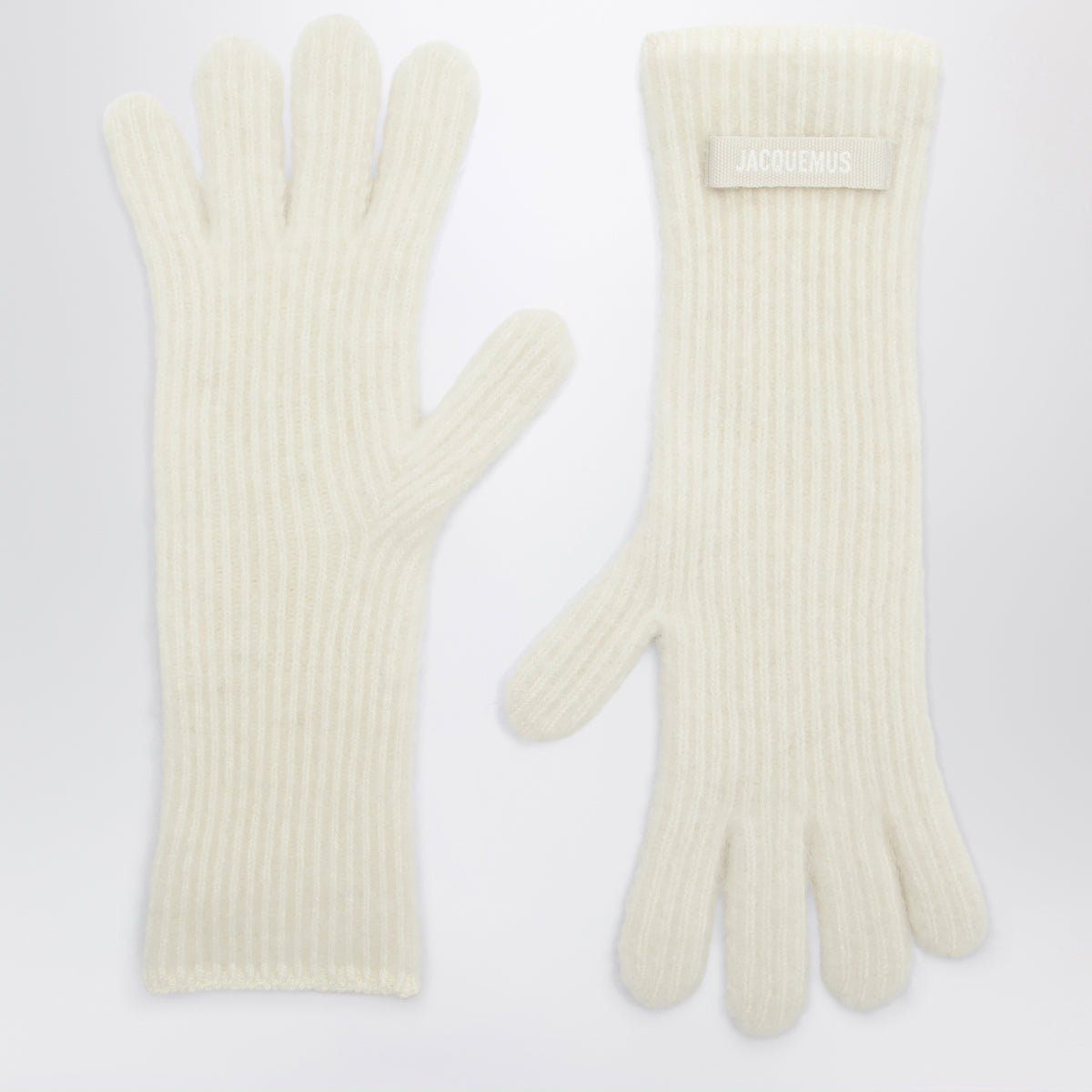 Guanti Gros Grain bianchi in misto alpaca