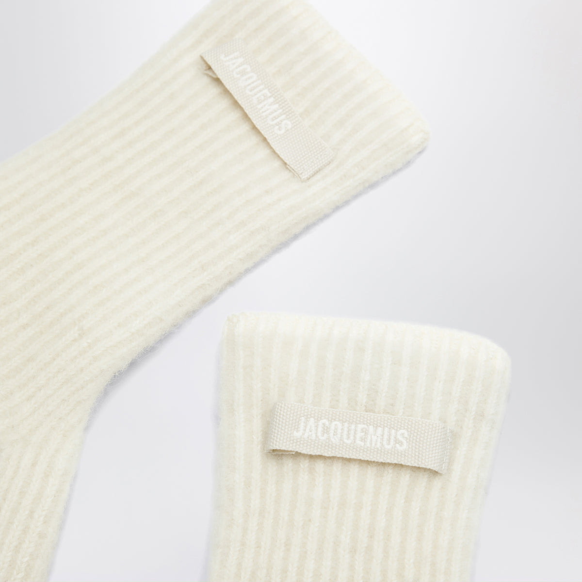 Guanti Gros Grain bianchi in misto alpaca