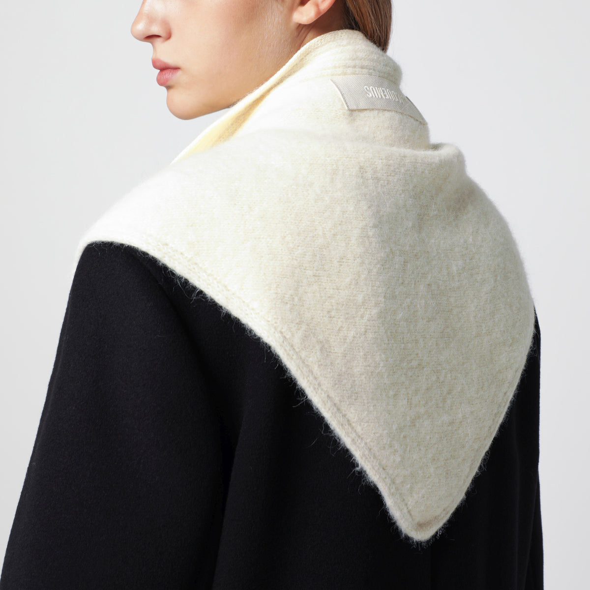 White Gros Grain scarf in alpaca blend