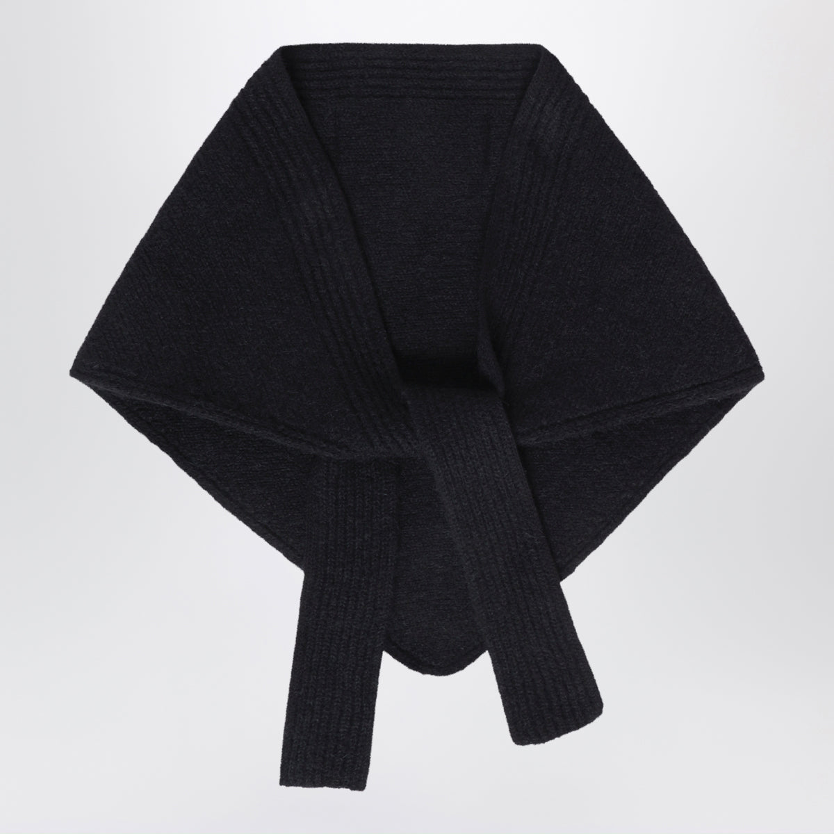 Black Gros Grain scarf in alpaca blend