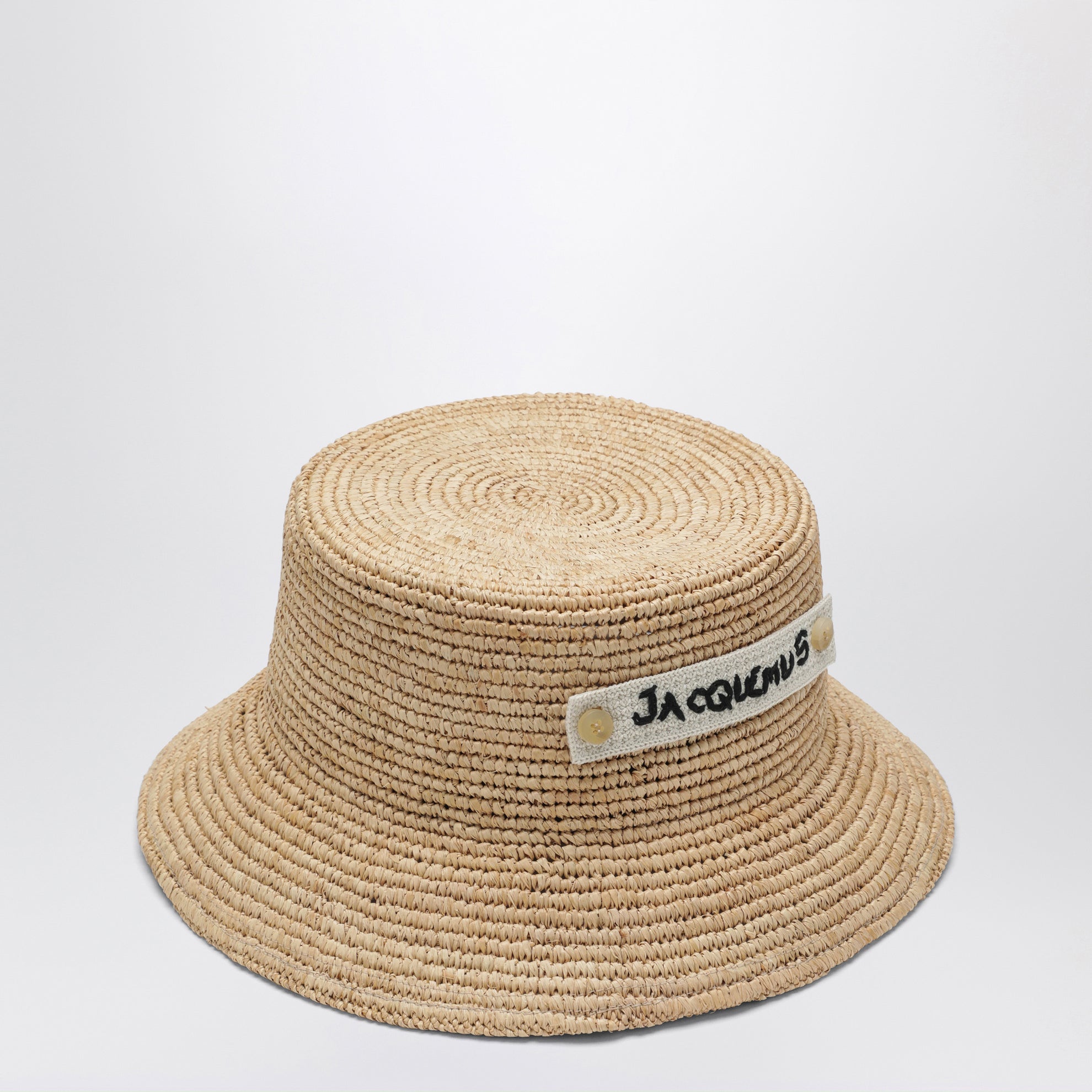 Cappello bucket in rafia con logo