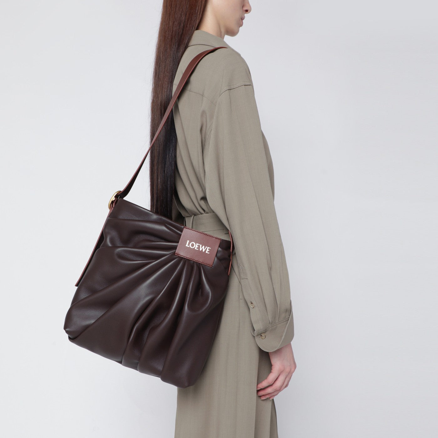 Borsa Draped Tote marrone
