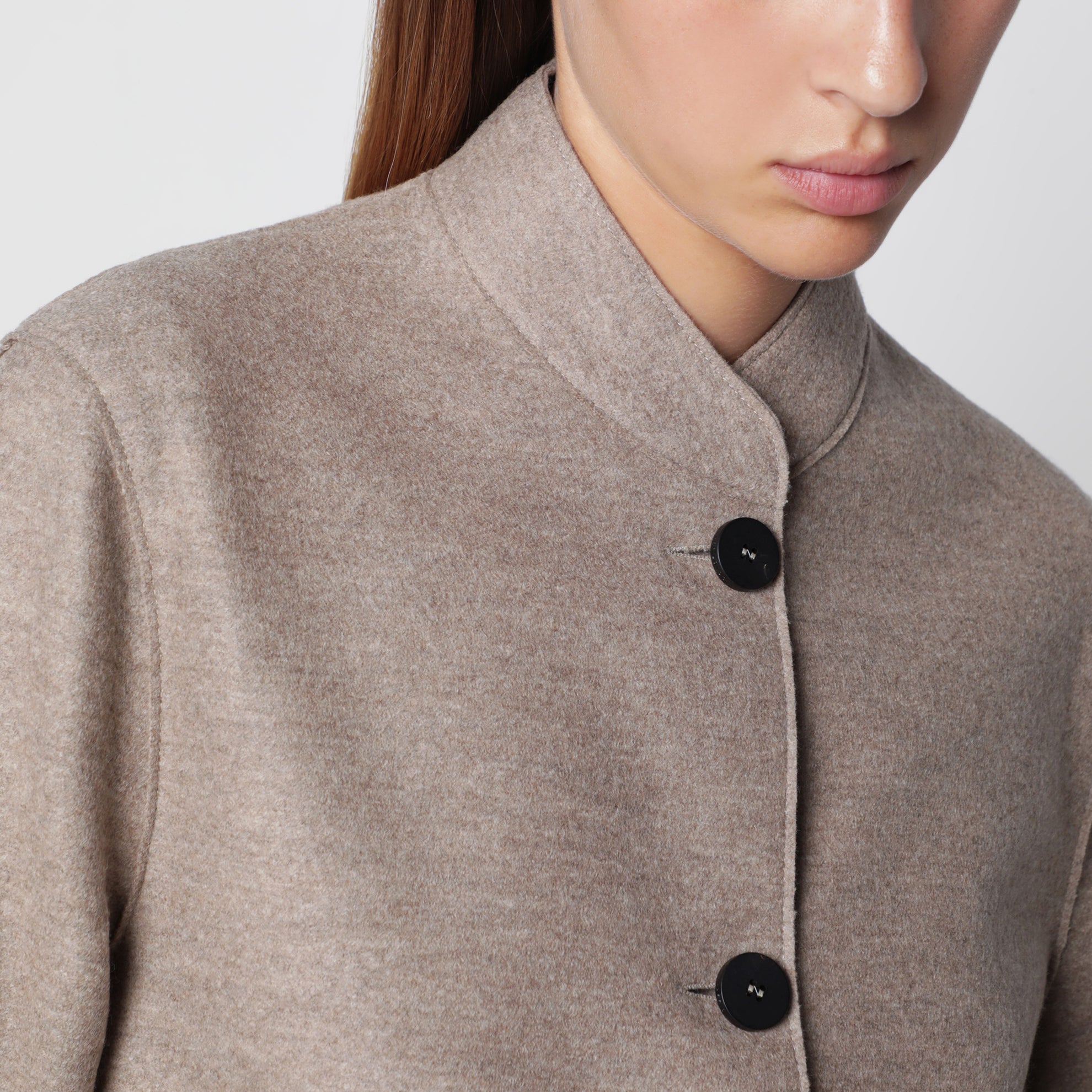 Beige melierte Jacke aus Wolle