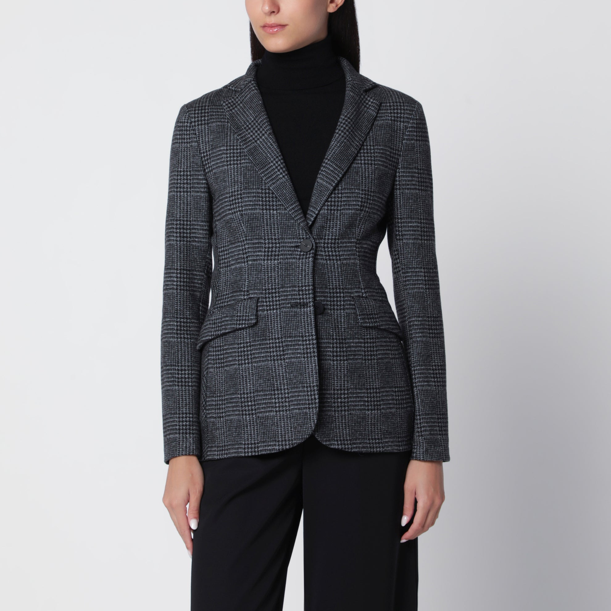 Einreihige Jacke mit Prince-of-Wales-Karomuster