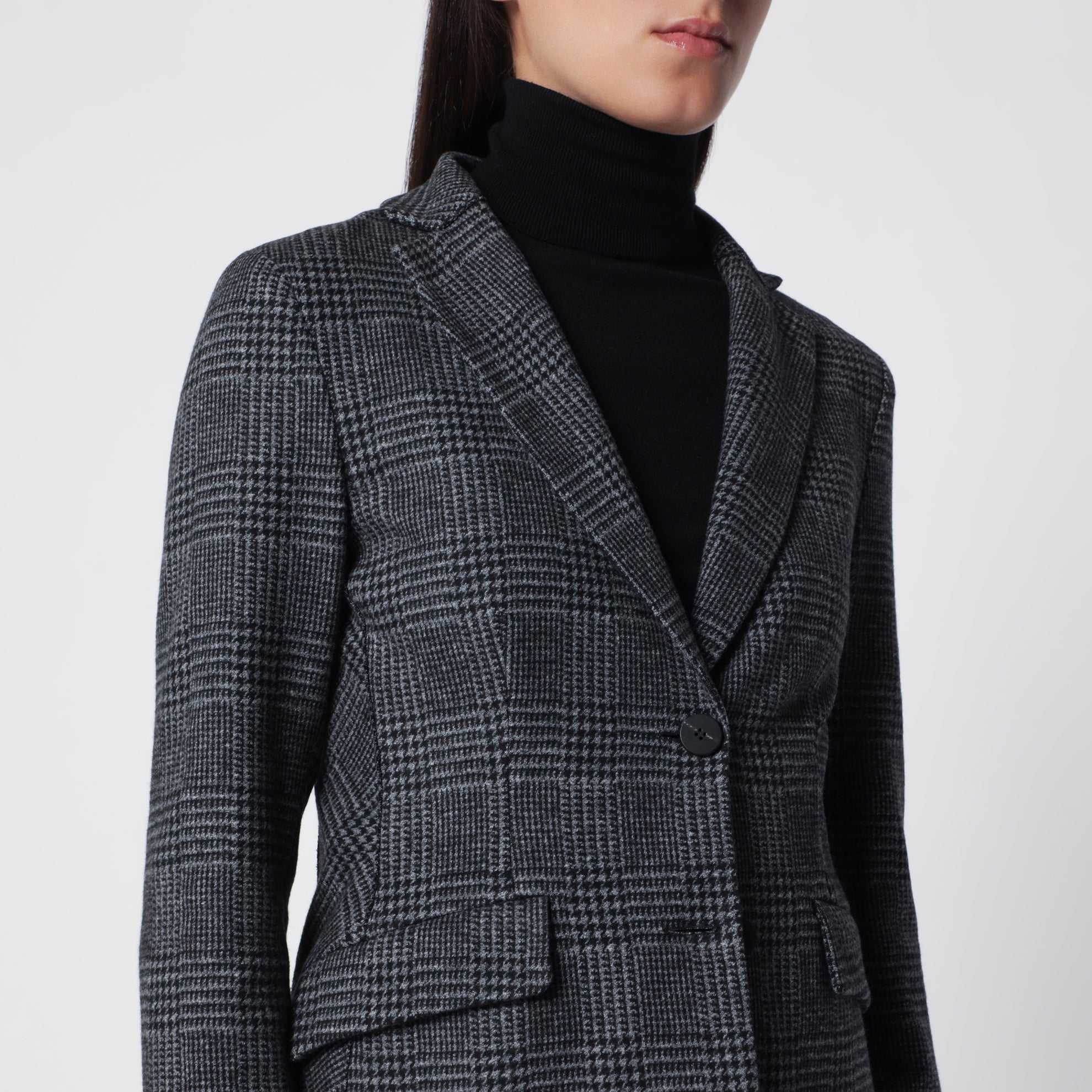 Einreihige Jacke mit Prince-of-Wales-Karomuster