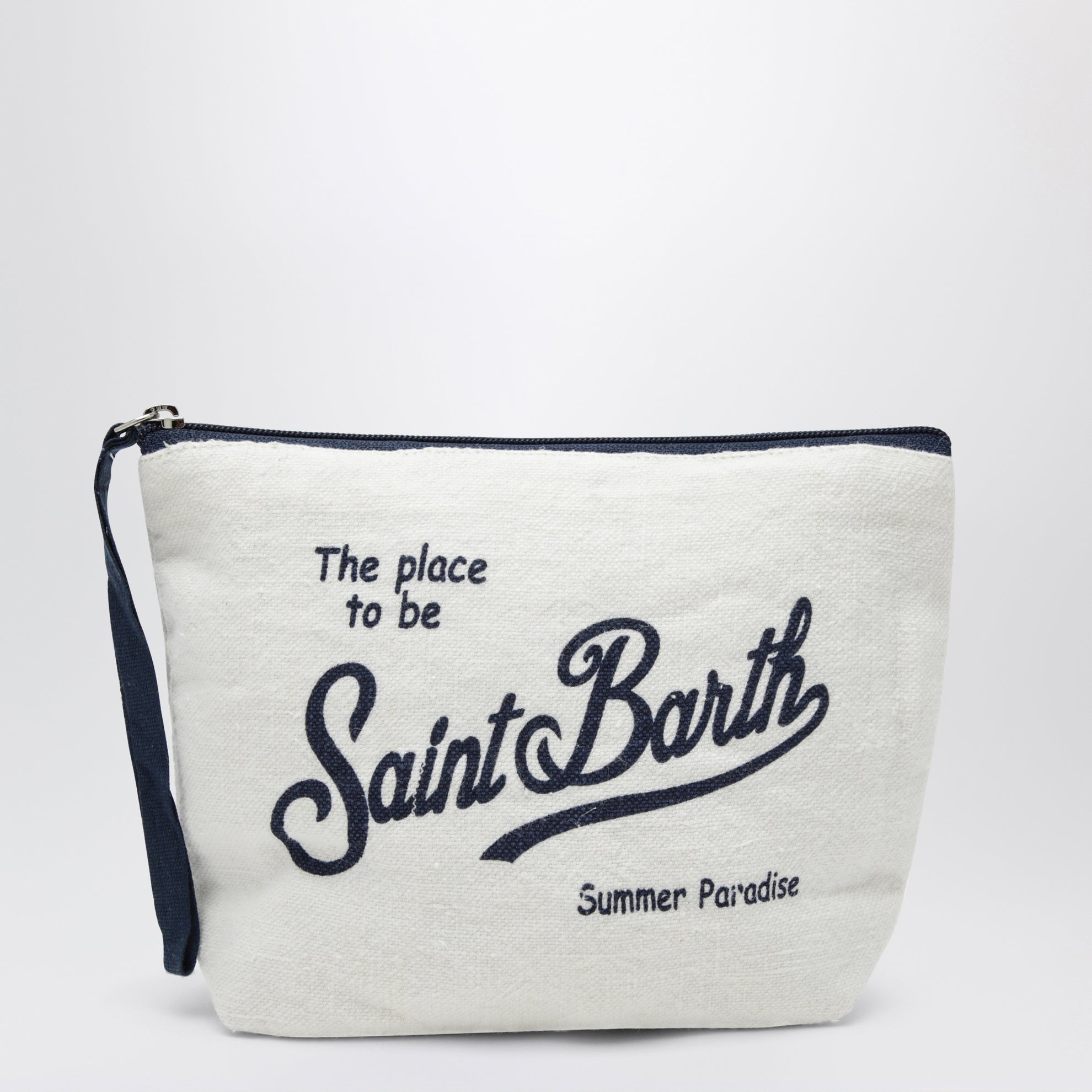 Pochette bianca/blu con logo